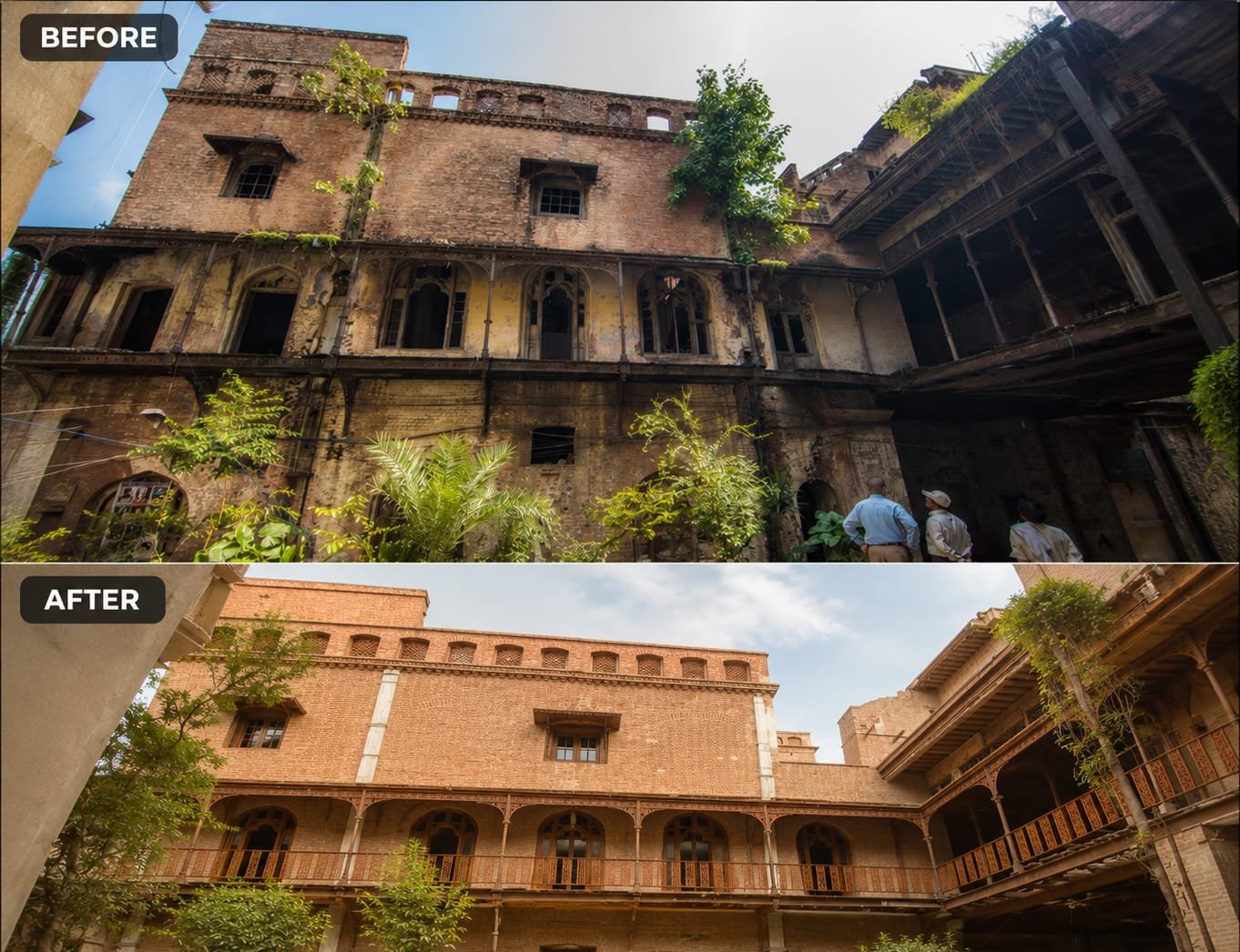 Before and after heritage restoration