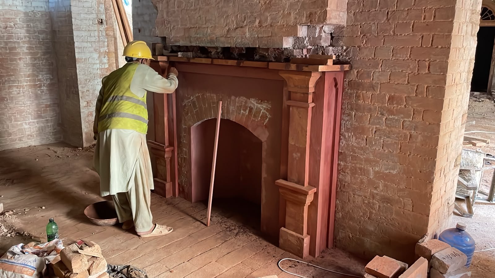 Craftsman restoring architectural element